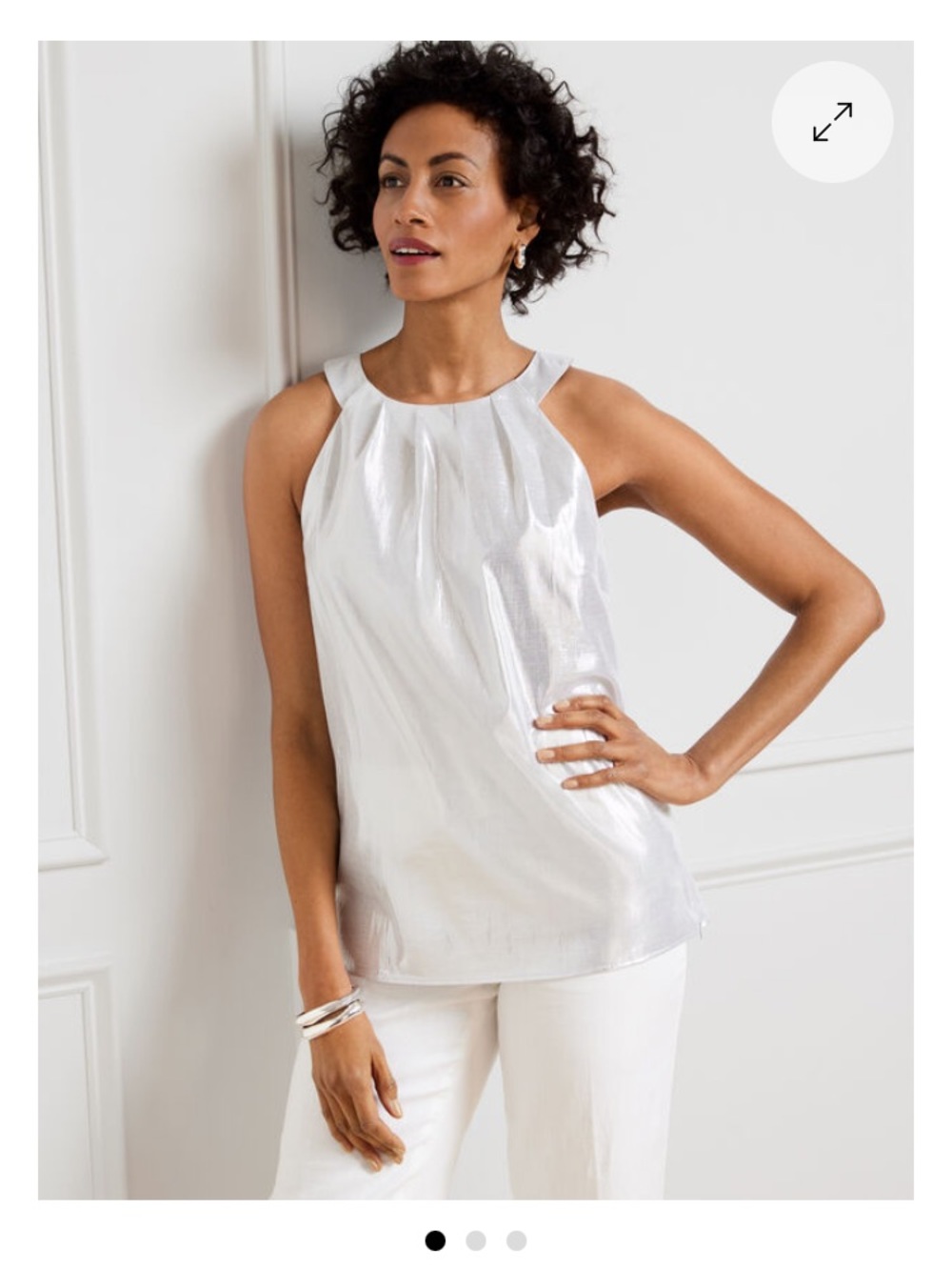 Talbots Shimmery Silver Halter Shell Top